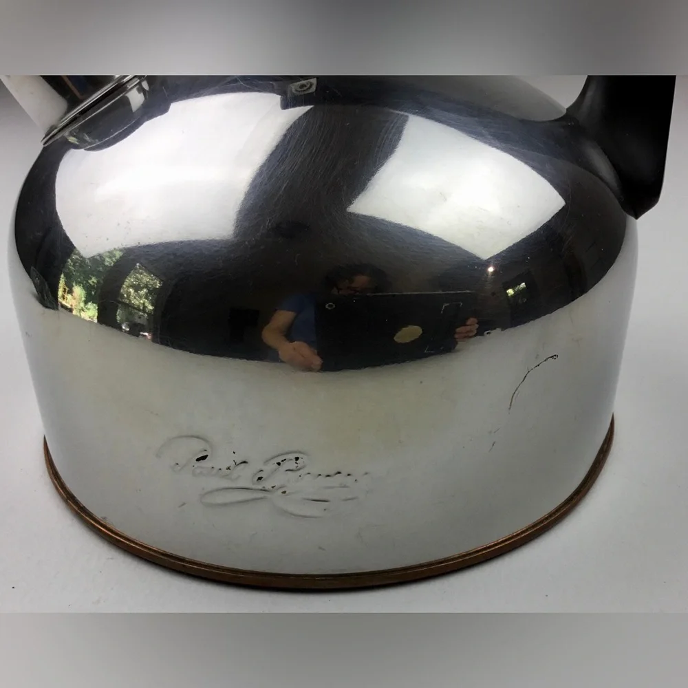 Vintage Paul Revere Ware 2 Qt Copper Bottom Whistling Tea Kettle Pot Stainless